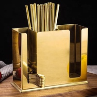 Support de rangement multifonctionnel carré en acier inoxydable pour baguettes de restaurant, cuillères, fourchettes et couteaux – Durable et autoportant