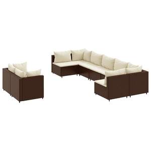 Brown Cream Outdoor Garden <b>Sofa</b> <b>Set</b> PE Rattan Waterproof Cushions Patio Furniture Elegant Design - Product Image 2