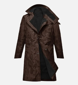 New Fashionable <b>Men's</b> Genuine Leather <b>Long</b> Coats For Custom Made Black Faux Leather <b>Jacket</b> with Adjustable Price - Product Image 5