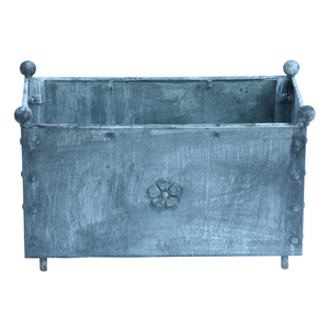 Galvanized Metal Outdoor Planter <b>Box</b> With Zinc Finish Purple Flowers Decorative Garden Container Handmade Best Design - Product Image 3