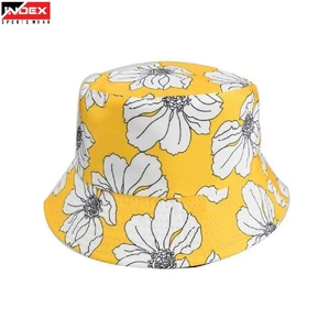 INDEX SPORTSWEAR Yellow Floral Bucket Hat Cotton Poplin Unisex Casual Spring Summer Style - Product Image 1