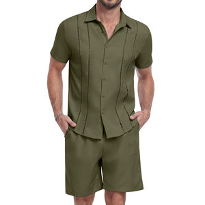 Conjunto de 2 Piezas de Ropa Urbana para Hombre, 100% Algodón, Personalizado, de Alta Calidad, Camiseta de Cuello Alto y Manga Corta, Pantalones Cortos, Tallas Grandes - Product Image 2