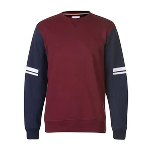 เสื้อสเวตเชิ้ตคอกลมสีเบอร์กันดีสำหรับผู้ชาย ทรงปกติ สีพื้น ผ้าถัก แขนยาว 100% ผ้าฝ้าย สำหรับฤดูใบไม้ร่วง - Product Image 1