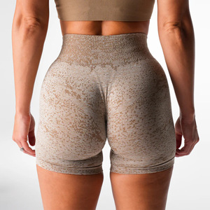 High Waist Yoga <b>Shorts</b> Ruched Butt Seamless Breathable Quick Dry <b>Spandex</b>/Nylon Fitness <b>Shorts</b> <b>with</b> Elastic Waist Mesh 220g - Product Image 4