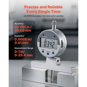 Misuratore di Profondità Digitale Elettronico da 0,22 Pollici con Risoluzione di 0,0005" e Convertitore di Unità di Precisione per Misurazioni - Product Image 2