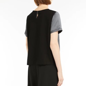 Camiseta de Mujer al por Mayor, Cuello Redondo, Corte Ajustado, Transpirable, Primavera/Verano, Seda/Algodón, Impresión de Logotipo Personalizado, Servicio OEM - Product Image 2
