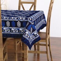 Nappe florale en coton biologique imprimée à la main pour hôtel, mariage, fête à domicile, couleur personnalisable, style minimaliste