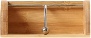 Porte-serviettes de table, boîte carrée, base en bois de bambou, tige en acier, petite taille, décoration moderne pour table à manger et cuisine - Product Image 2