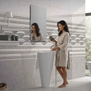 300x600 White Glossy Ceramic Wall <b>Tile</b> Modern Minimalist Aesthetic For Corporate Office And Commercial Building Renovation - Product Image 4