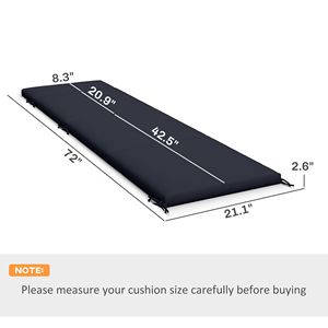 Set di 2 Cuscini per Chaise Longue da Esterno Blu Navy in Schiuma ad Alta Densità con 6 Lacci per Patio e Bordo Piscina - Product Image 3