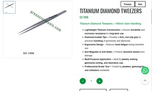 Pinzas de titanio con punta de diamante de 165 mm para manipulación de piedras preciosas, herramienta para hacer joyas, no magnéticas, antiestáticas, de precisión | N.° de artículo GS-1496 - Product Image 3