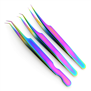 Pince à épiler professionnelle multicolore, durable, antistatique, à forte adhérence, en acier inoxydable, pour extensions de cils, longueur 10 mm, marque personnalisée - Product Image 3