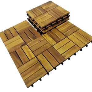 Tuile de terrasse en bois d'acacia massif 300x300mm Décoration antidérapante imperméable pour terrasse, jardin, balcon ou piscine - Product Image 6