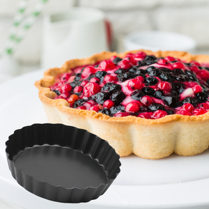 Molde para Tartas Acanalado Profundo de 6 Pulgadas de Diámetro y 1.6 Pulgadas de Profundidad, con Fondo Desmontable, Mini Moldes Negros para Tartas con Bordes Acanalados, Herramienta para Hornear Postres - Product Image 6