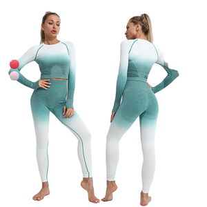 Nuevo Conjunto de Yoga de Dos Piezas para Mujer, Otoño-Invierno, de un Solo Hombro, Ajustado, Manga Larga, Color Sólido, Antibacteriano, con Pantalones Anchos Ligeramente Acampanados - Product Image 2