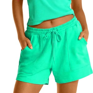 Trending Women's Knitted <b>Shorts</b> Pockets Elastic Closure Casual Regular Fit High Breathable Quick Dry Eco-Friendly Solid OEM - Product Image 4