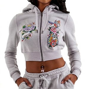 Sweat-shirts de haute qualité pour femmes, logo personnalisé, survêtement en polyester pour tenue décontractée et fitness, service OEM, streetwear - Product Image 4