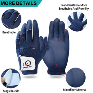 Guantes de Golf Deportivos Unisex de Piel de Cabretta de Primera Calidad, Antideslizantes, para Exteriores, con Logotipo Personalizado, Transpirables, Suaves, Azul Marino, para Mano Izquierda/Derecha - Product Image 2