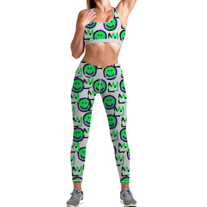 Ensemble de soutien-gorge de sport et leggings à imprimé géométrique, séchage rapide, respirant, vêtements de sport pour femmes - Product Image 3