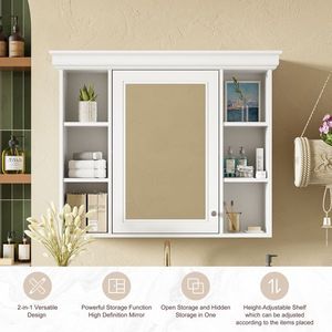 Mobile Bagno Moderno Bianco da Parete 35FT X 28FT con Anta a Specchio, Arredo Bagno Contemporaneo - Product Image 4
