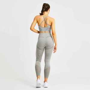 Ensemble de vêtements de sport pour femmes avec logo personnalisé, soutien-gorge de sport, leggings, pantalons de yoga, vêtements de gym en gros avec impression, ensemble de 2 pièces, pantalons de fitness - Product Image 3
