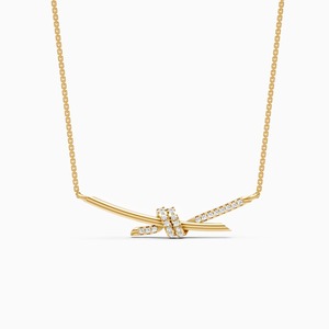 Colgante de nudo brillante y delicado con diamante cultivado en laboratorio de 0.15 quilates en oro amarillo, blanco y rosa de 9 quilates - Product Image 3