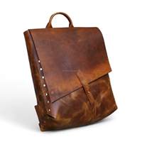 Sac à dos classique unisexe vintage fait main en cuir pleine fleur, design unique, logo personnalisé, fermeture à rabat, confort de portage sur l'épaule