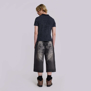 Pantalones Cortos de Mezclilla para Hombre, Cintura Media, Corte Holgado, Lavado Claro, Transpirables, con Bolsillos Tipo Cargo, Estilo Casual Urbano, Verano, 100% Algodón - Product Image 3