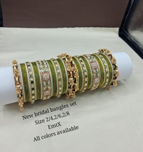 PADMAWATI BANGLES PRIVATE LIMITED Trendy High Quality Luxury <b>Tungsten</b> Gold Plated Multi Color Indian Traditional Women's Wedding - Product Image 1