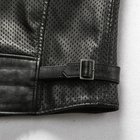 Chaleco de Cuero Genuino para Hombre, de Alta Calidad, Invernal, Casual, Transpirable, Estilo Motero, con Logotipo Personalizado, Ropa Exterior para Motocicleta, Venta al Por Mayor