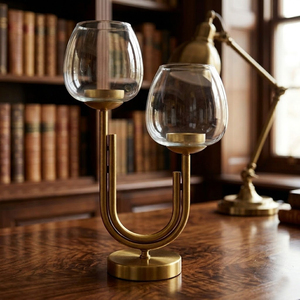 Modern Gold & Glass U-Shape <b>Candle</b> Holder Durable Stylish Finish Elegant Dual-Light Design For Premium Home Decor And Events - Product Image 6
