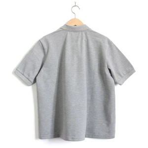 Polo à manches courtes gris pour homme en tissu Oxford de coton avec logo brodé sur le devant, coupe décontractée, longueur normale, respirant - Product Image 2