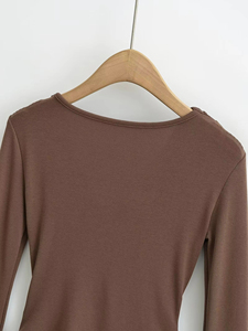 Camiseta Corta de Punto para Mujer, Sexy y Elegante, con Encaje Floral, Cuello en V, Manga Corta, Ajustada, Transpirable, de Spandex y Poliéster, Transparente - Product Image 6
