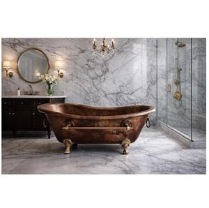 Bañera de Cobre Vintage de Lujo, Independiente, Hecha a Mano, con Patas, Ovalada, Elegante y Ecológica para Hoteles - Product Image 2