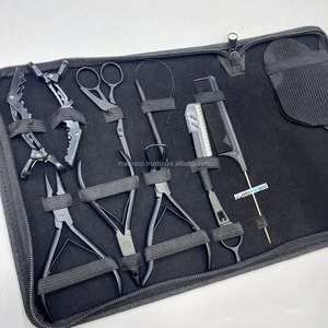 Pince à extensions capillaires en acier noir mat durable, anti-rouille, pour micro-perles, outil réutilisable, avec pochette de rangement - Product Image 2