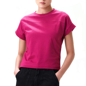 Camisetas de color rosa oscuro recién llegadas para adultos, talla grande, transpirables, antiencogimiento, estilo urbano, camiseta de verano para mujer - Product Image 1
