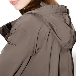 Custom Premium Short Hooded Windbreaker Jacket Water Repellent Nylon TwoWay Zipper Lightweight Outdoor Fashion Top Private Label - Product Image 4