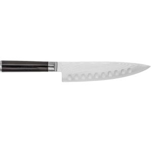 Cuchillos de chef clásicos de 8 pulgadas con hoja hueca, estilo Damasco, de acero inoxidable, con mango negro para profesionales. - Product Image 1