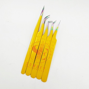 Pinzas de pestañas multipunta amarillas, el mejor agarre antideslizante de fibra de acero inoxidable, pestañas de 0,03mm, diseño de agarre de corazón, puntiagudo sostenible - Product Image 6
