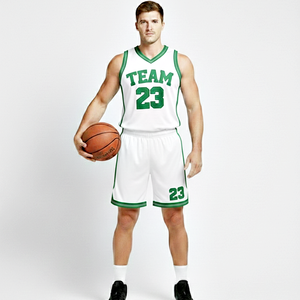 Uniforme de Baloncesto de Poliéster 100% de Calidad Premium en Blanco con Verde, Ropa Deportiva de Venta Caliente a Precios de Mayoreo - Product Image 5