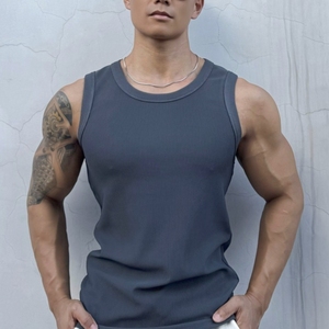 <b>Men's</b> <b>White</b> Cotton Sleeveless Tank Top O-Neck Knitted Solid Casual <b>Vest</b> - Product Image 5