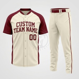 Uniformes d'équipe de baseball sublimés bicolores, polyester respirant, numéros, noms et couleurs d'équipe personnalisés - Product Image 1