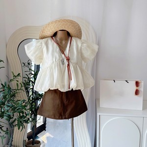 Conjunto de Blusa con Botones y Minifalda Marrón por Encima de la Rodilla para un Look Casual Transpirable de Primavera/Verano - Product Image 6