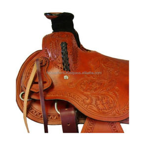 Alta calidad cuero barril Racing Saddle Trail Pleasure Saddle Roping Ranch Saddle para venta al por mayor - Product Image 2