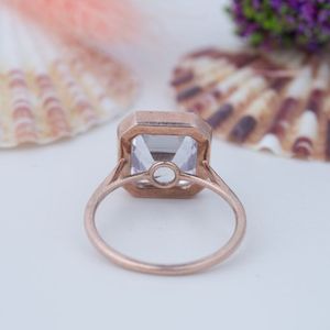 Bague plaquée or 14 carats certifiée, style européen classique, avec serti en clos de type pont de cathédrale, en Moissanite Asscher S925 D VVS 9*9mm 3.5ct - Product Image 3