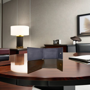 Elegante Premium cuero genuino hombres RFID protegido TRIPLE portatarjetas corto poliéster alta calidad OEM directo de fábrica - Product Image 6