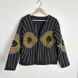 Elegant Suzani Velvet <b>Reversible</b> Bomber Quilted Eco-Friendly Handmade Short Embroidered Indian Boho Floral Winter Warm Outerwear - Product Image 1