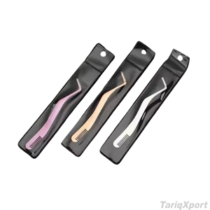 2 in 1 Double Sides Printed DIY Mini False <b>Lash</b> Applicator Tool Stainless Steel Eyelash Extension Tweezers With <b>Comb</b> - Product Image 6