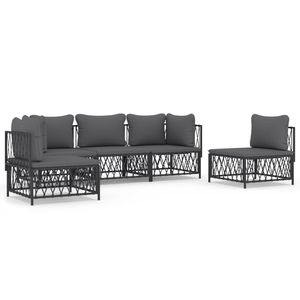 Set Lounge da Giardino Modulare in Antracite a 5 Pezzi con Tessuto Intrecciato per il Comfort all'Aperto - Product Image 2