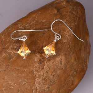 Pendientes de Citrino Amarillo en Forma de Cometa, Plata de Ley 925, Corte Cometa Vintage, Pendientes de Piedra de Nacimiento de Noviembre para Novia - Product Image 5